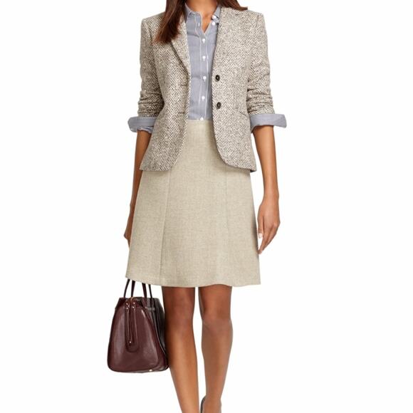 Loro Piana Brooks Brothers Cashmere Wool Tweed Skirt Womens Size 4 - Picture 1 of 9